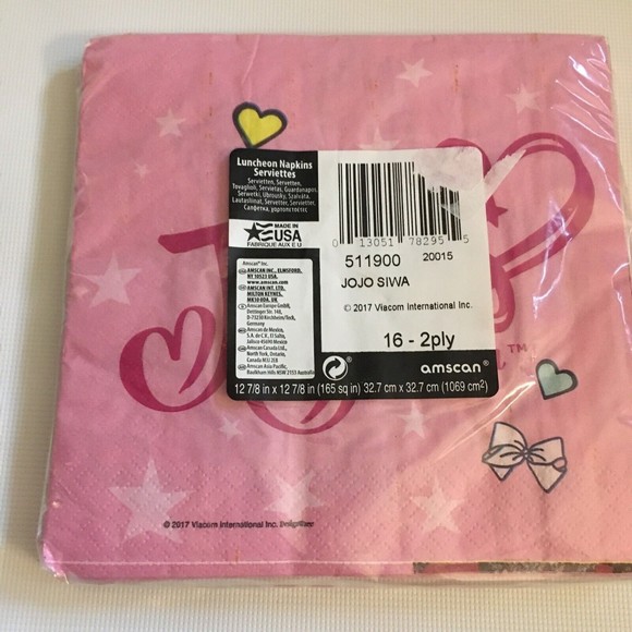 16 JoJo Siwa Birthday Party Napkins Follow Your Dreams Luncheon 6.5" Hearts Pink - Picture 2 of 2